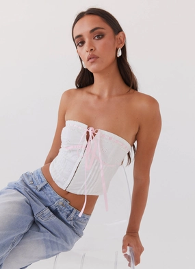 All My Affection Bustier Top - Pink Ribbon QuickDry