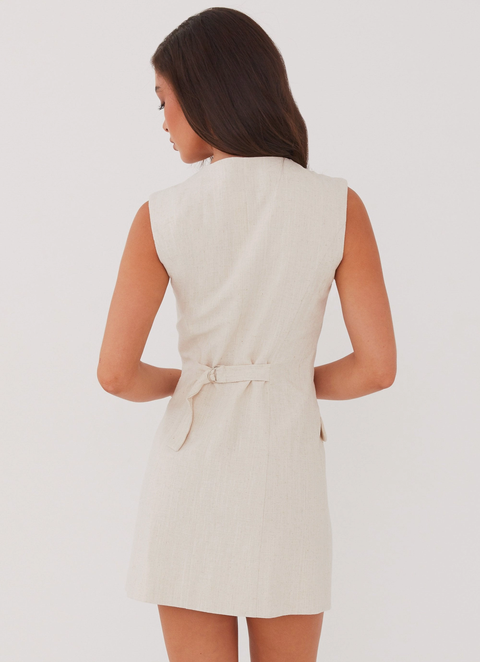Office Classic Castello Fiore Linen Mini Dress - Oatmeal