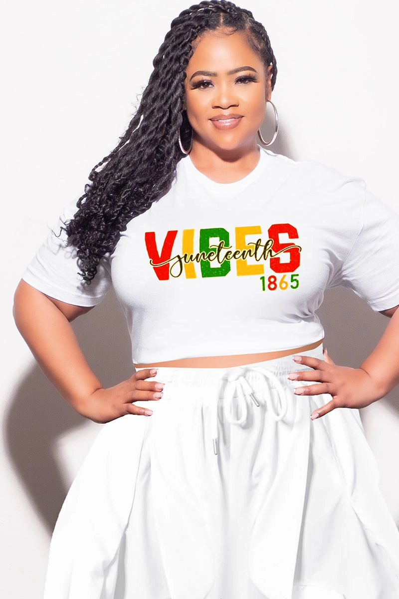 All terrain Final Sale Plus Size Oversized Unisex Fit White T-Shirt Juneteenth Vibes 1865