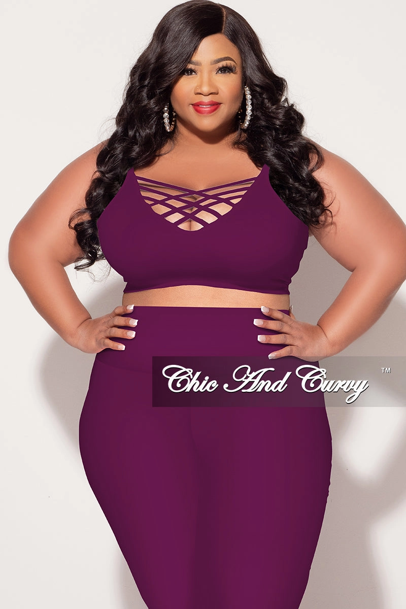 HypoallergenicFabric Tight Fit Final Sale Plus Size Spaghetti Strap Triple Criss Cross Front Bralette in Purple