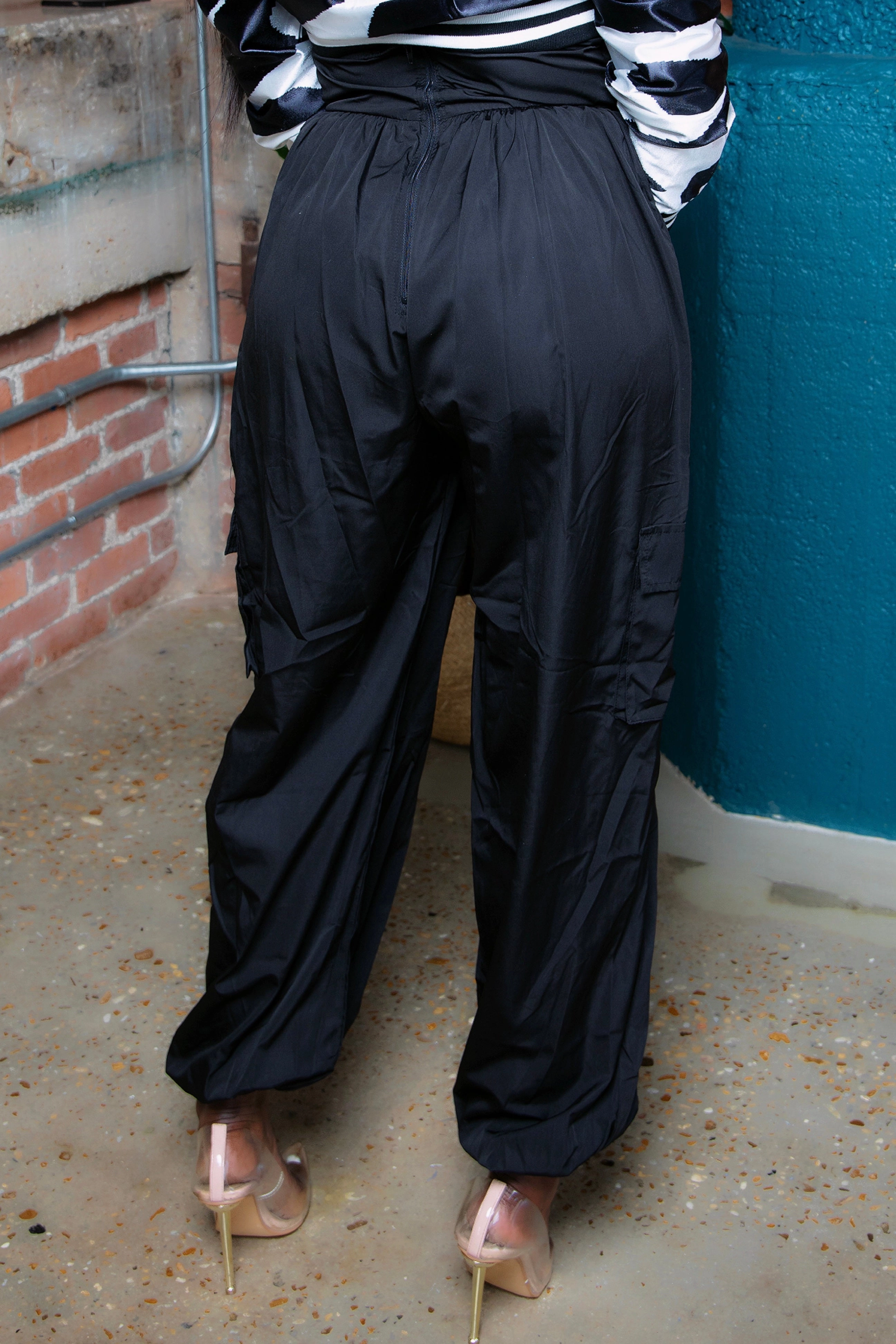 Carmen Cargo Genie Pants - Black Elastic Fit Casual Chic Look
