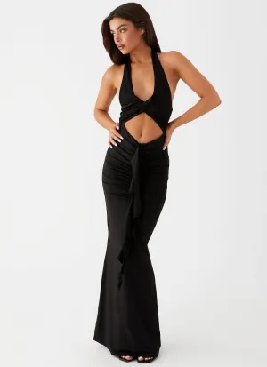 Allanna Frill Maxi Dress - Black Feminine Charm Tailored Layers