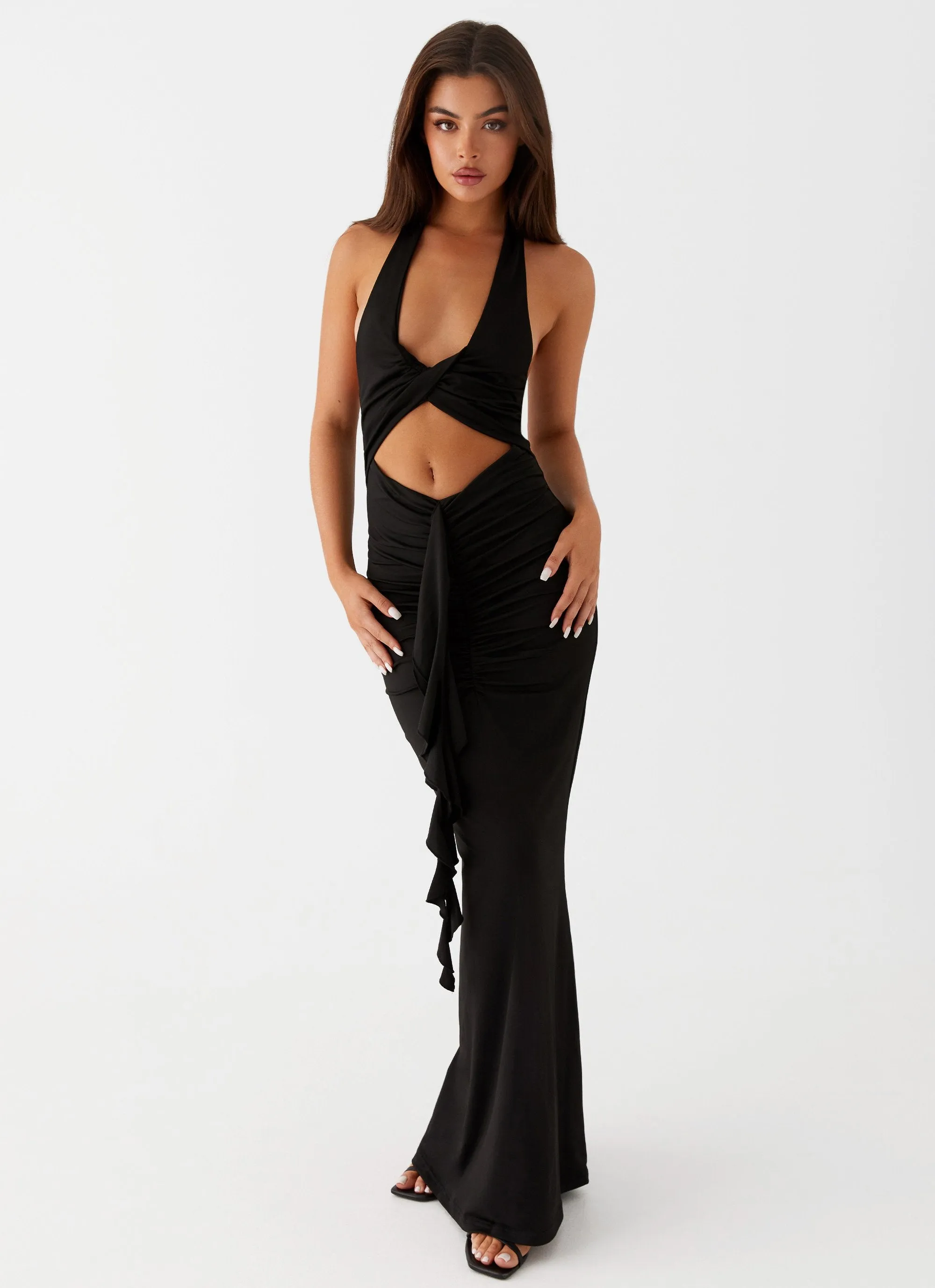 Slim Shape Contemporary Wear Allanna Frill Maxi Dress - Black