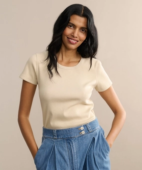 Rib Tee Garment Washed Finish Hypoallergenic Textile