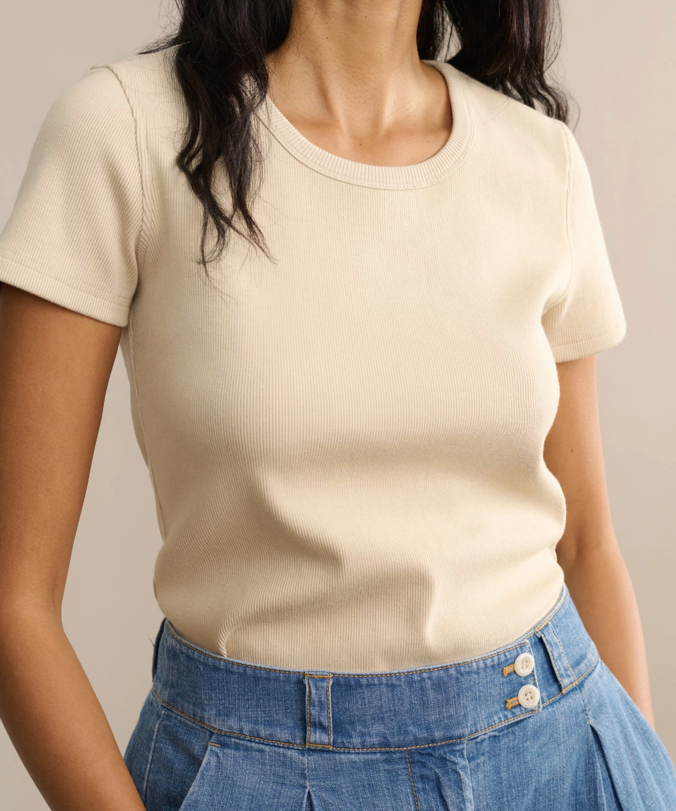 Breathable Microfiber summer top Rib Tee