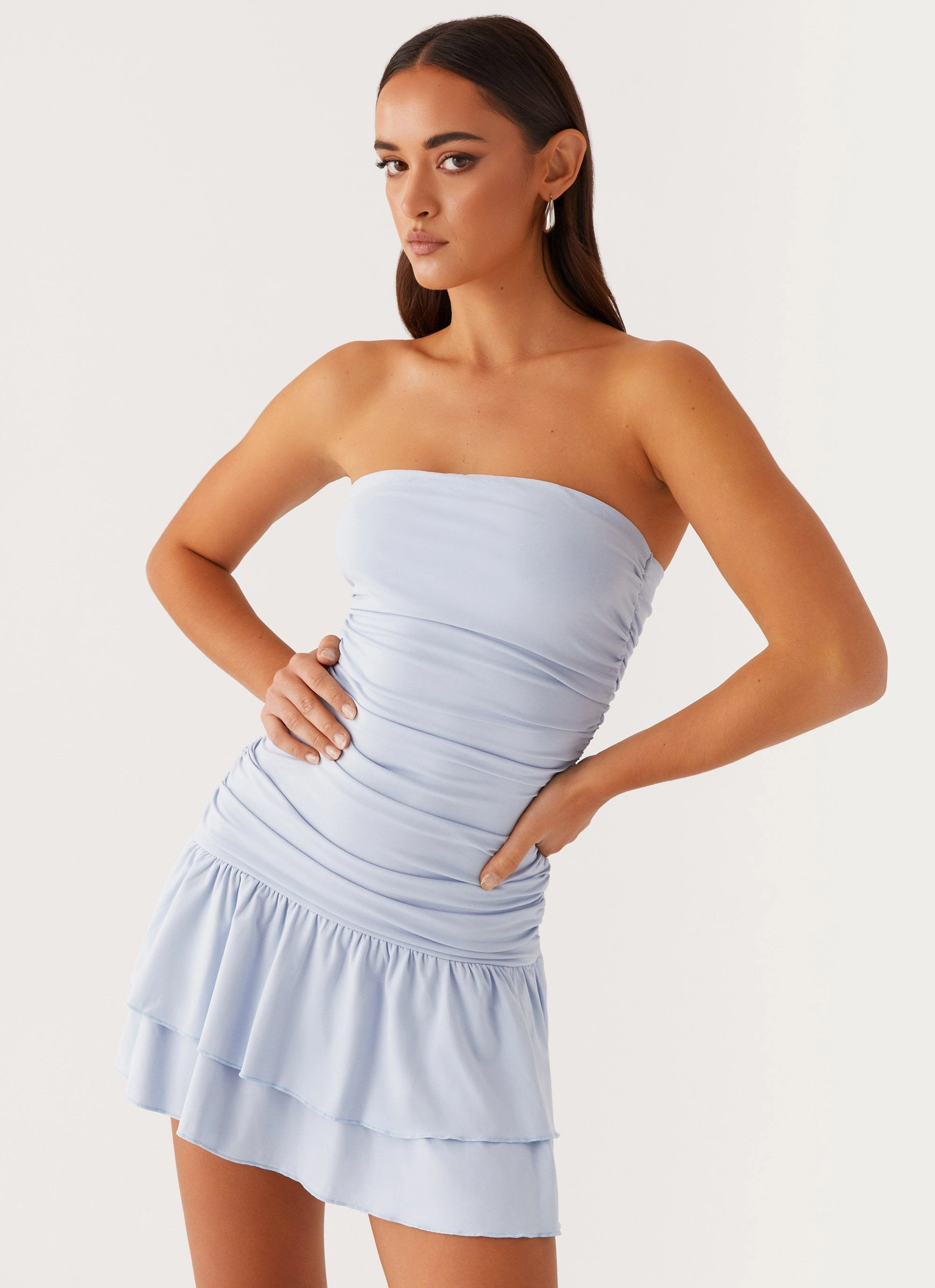 Allegra Mini Dress - Blue Bishop-Sleeve