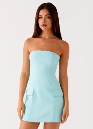 Romantic date dress Allora Strapless Mini Dress - Turquoise