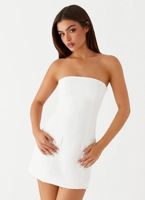 Statement-Print Light Base Allora Strapless Mini Dress - White