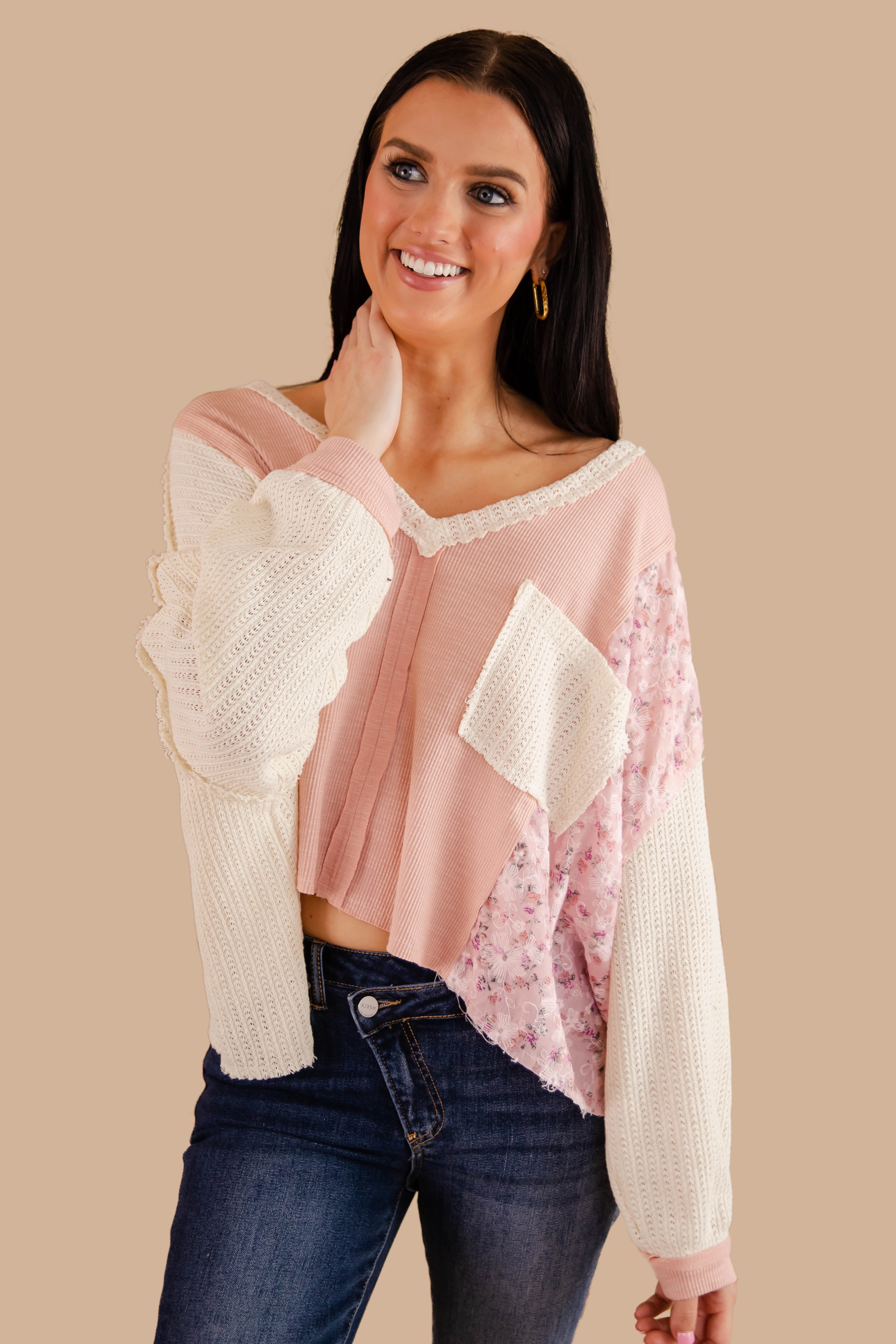 Start Believing Top TactileWeave RibbedHemline
