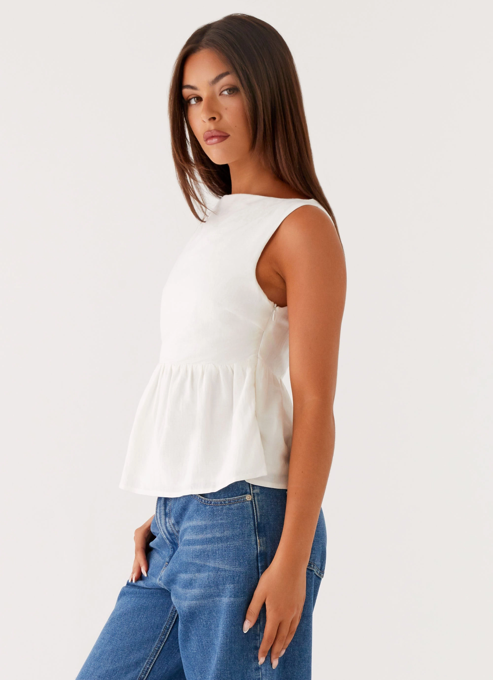 Sallie Linen Top - White PreWashed