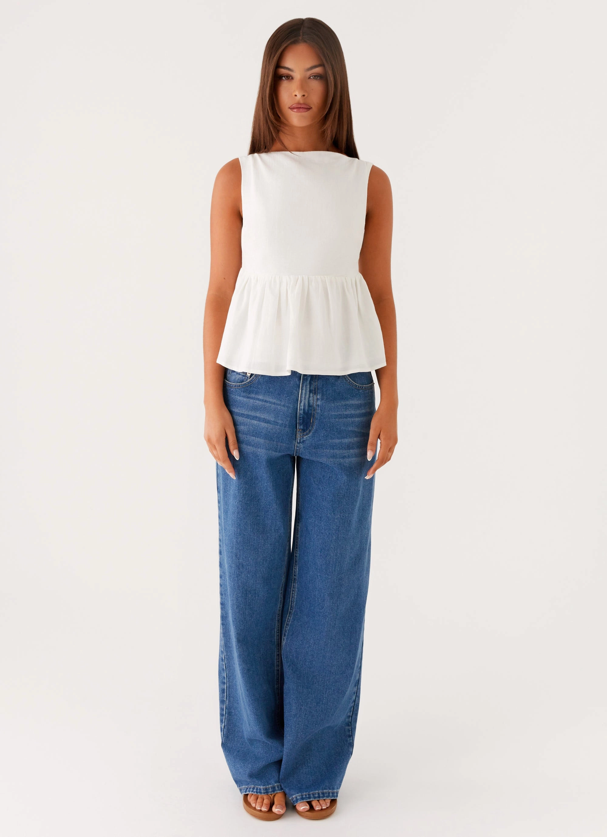 MicrofiberBlend NonToxicCoating Sallie Linen Top - White