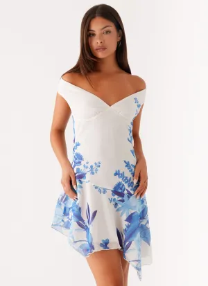 Alma Mini Dress - Blue Floral Print Smart touch