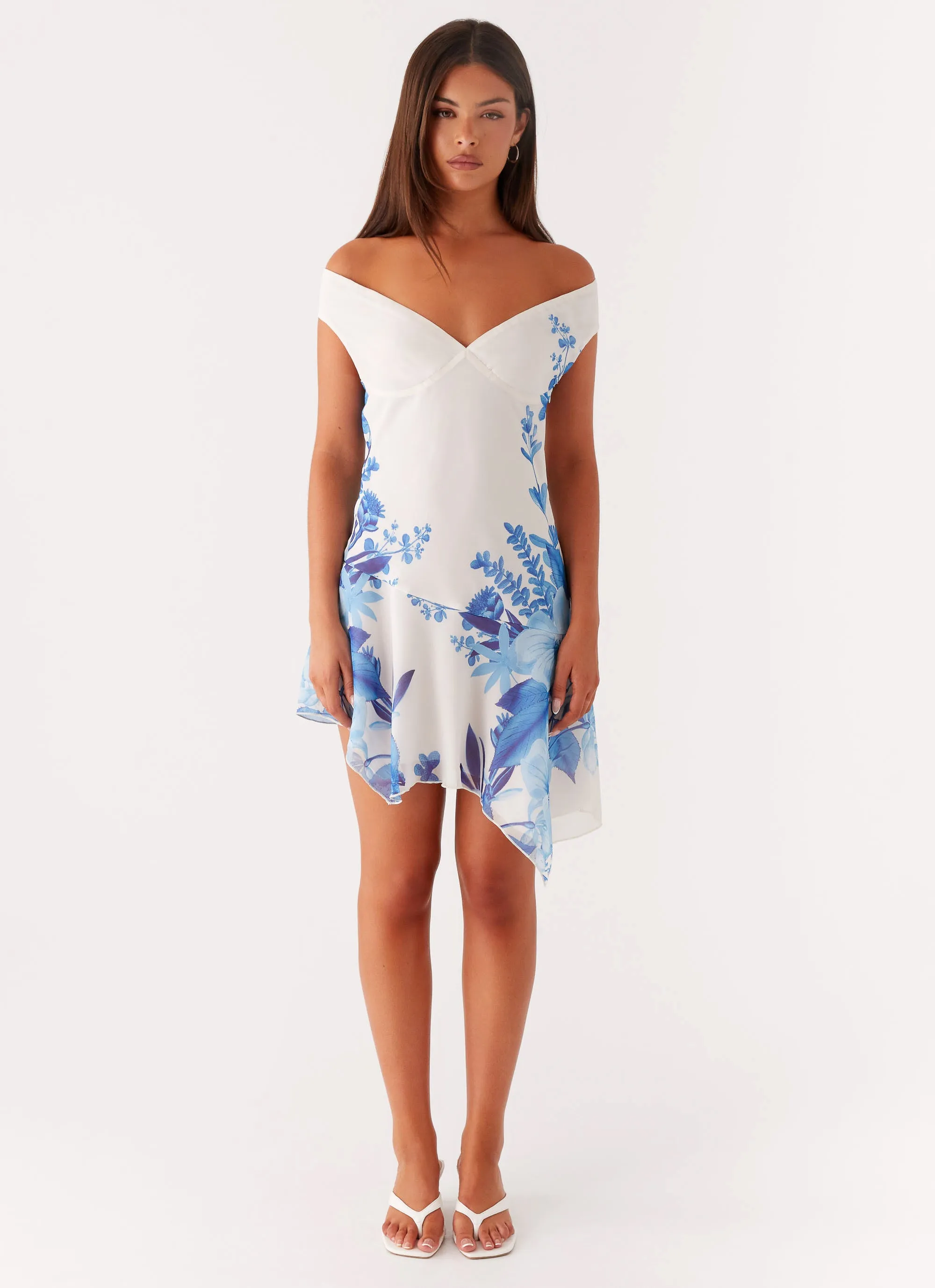 Travel Essential Alma Mini Dress - Blue Floral Print