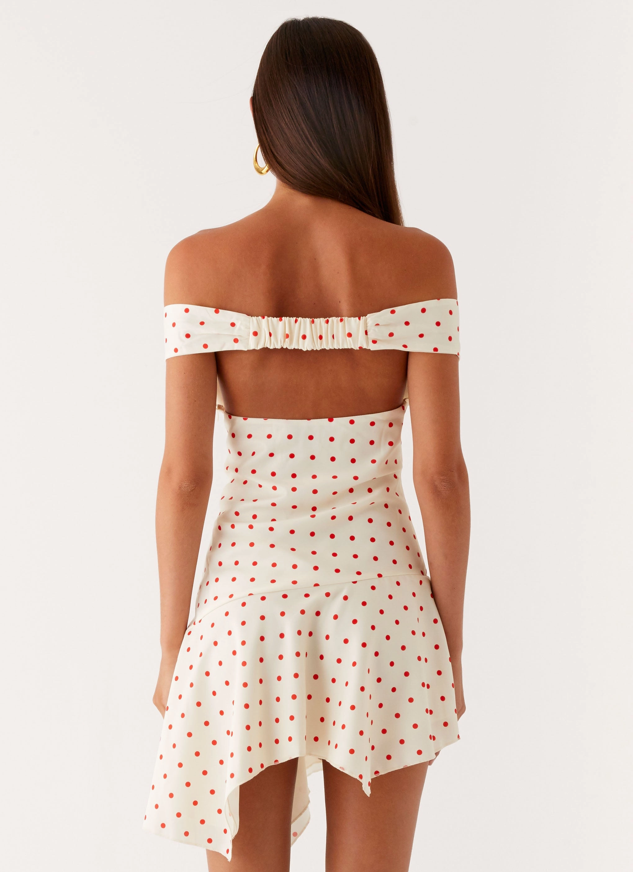 Alma Mini Dress - White Red Polka Dot Easy Layering Minimal Touch