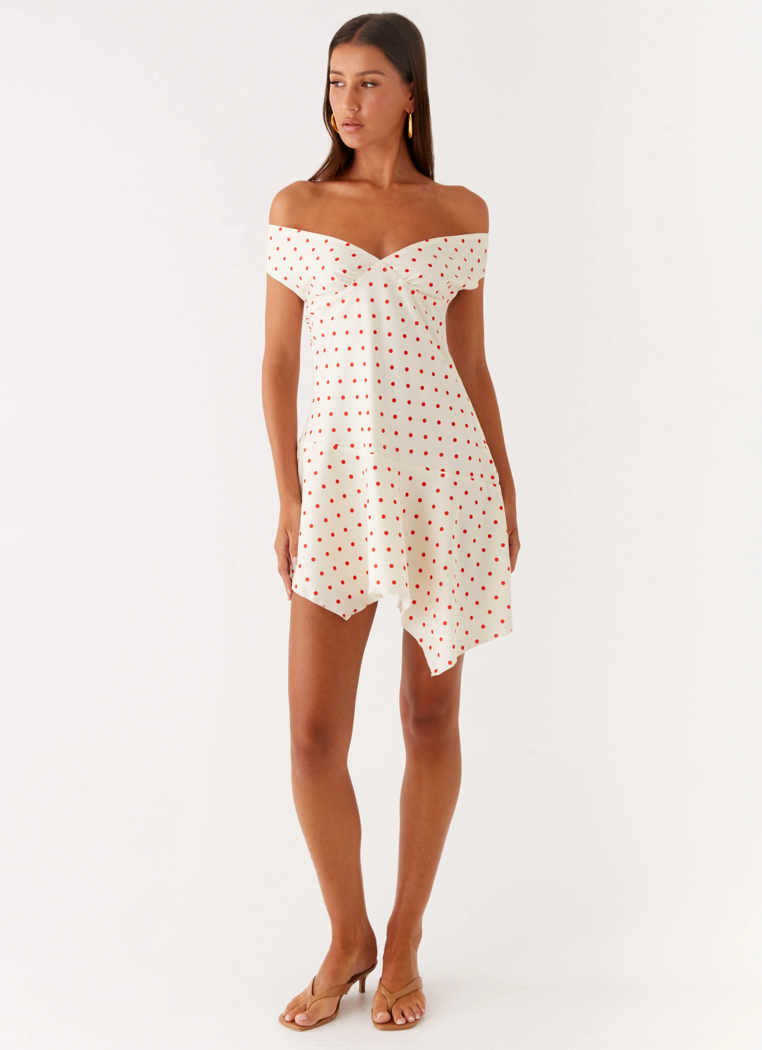 Fresh Aesthetic Evening Event Alma Mini Dress - White Red Polka Dot