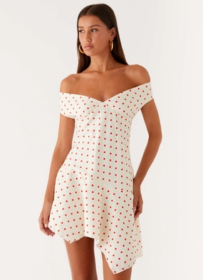 Alma Mini Dress - White Red Polka Dot Versatile Cut