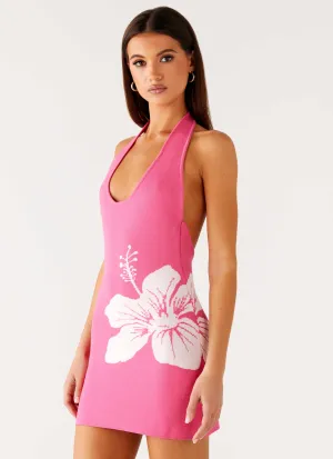 Aloha Knit Mini Dress - Pink Basic Cool Back Glow