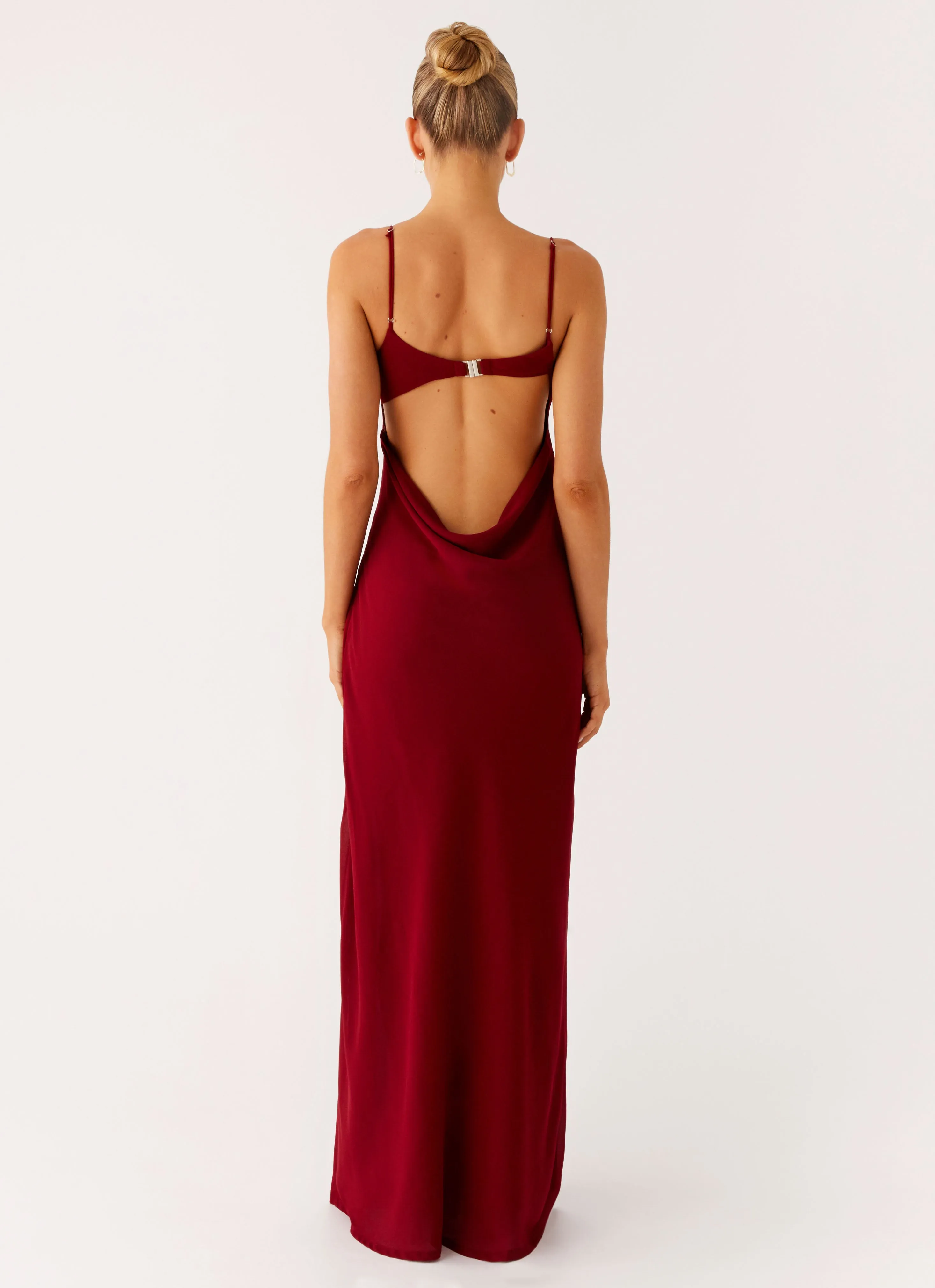 Alouette Maxi Dress - Burgundy Fitted Neat Monochrome Mood
