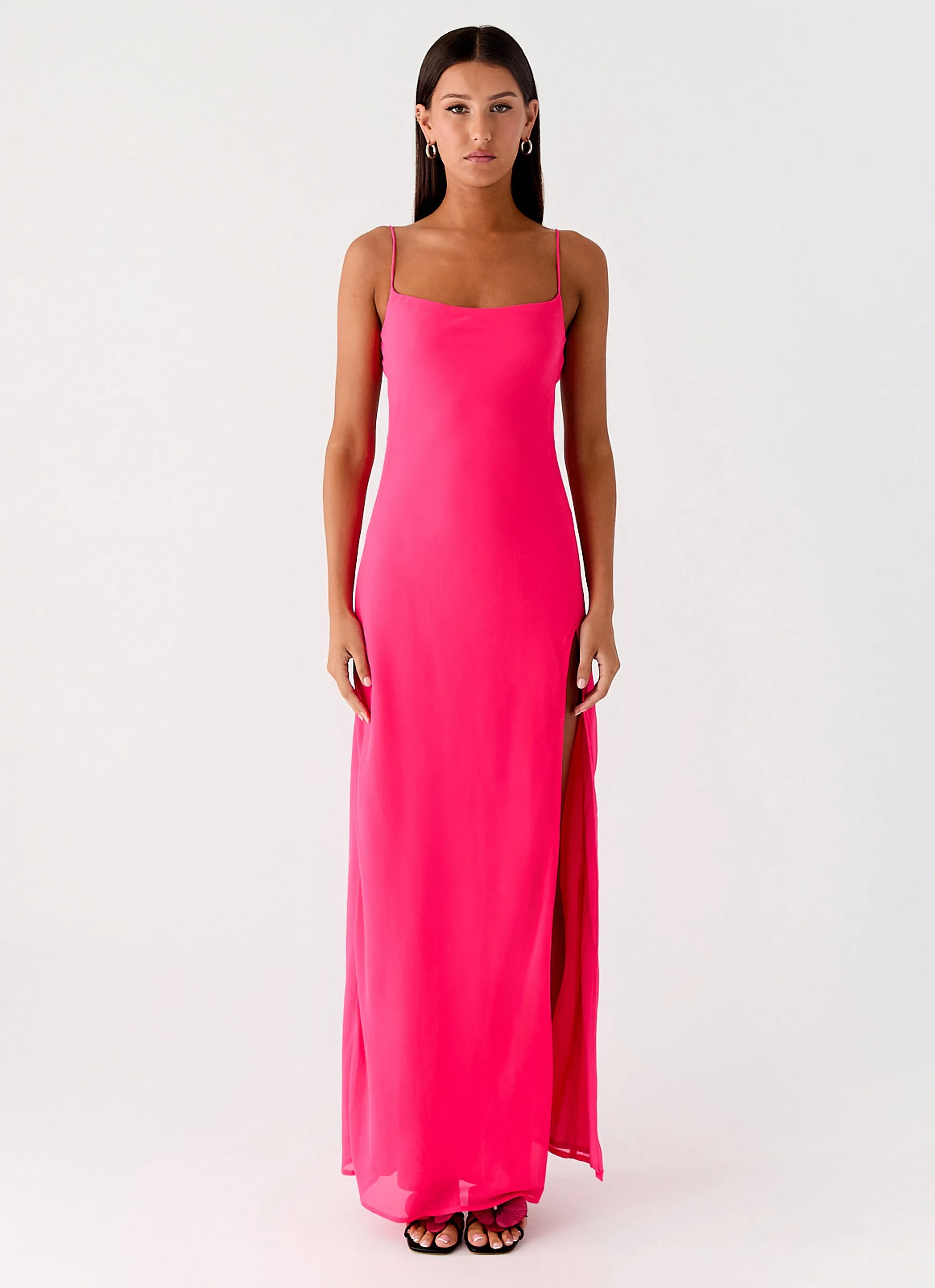 Simple Texture Soft Tone Alouette Maxi Dress - Fuchsia