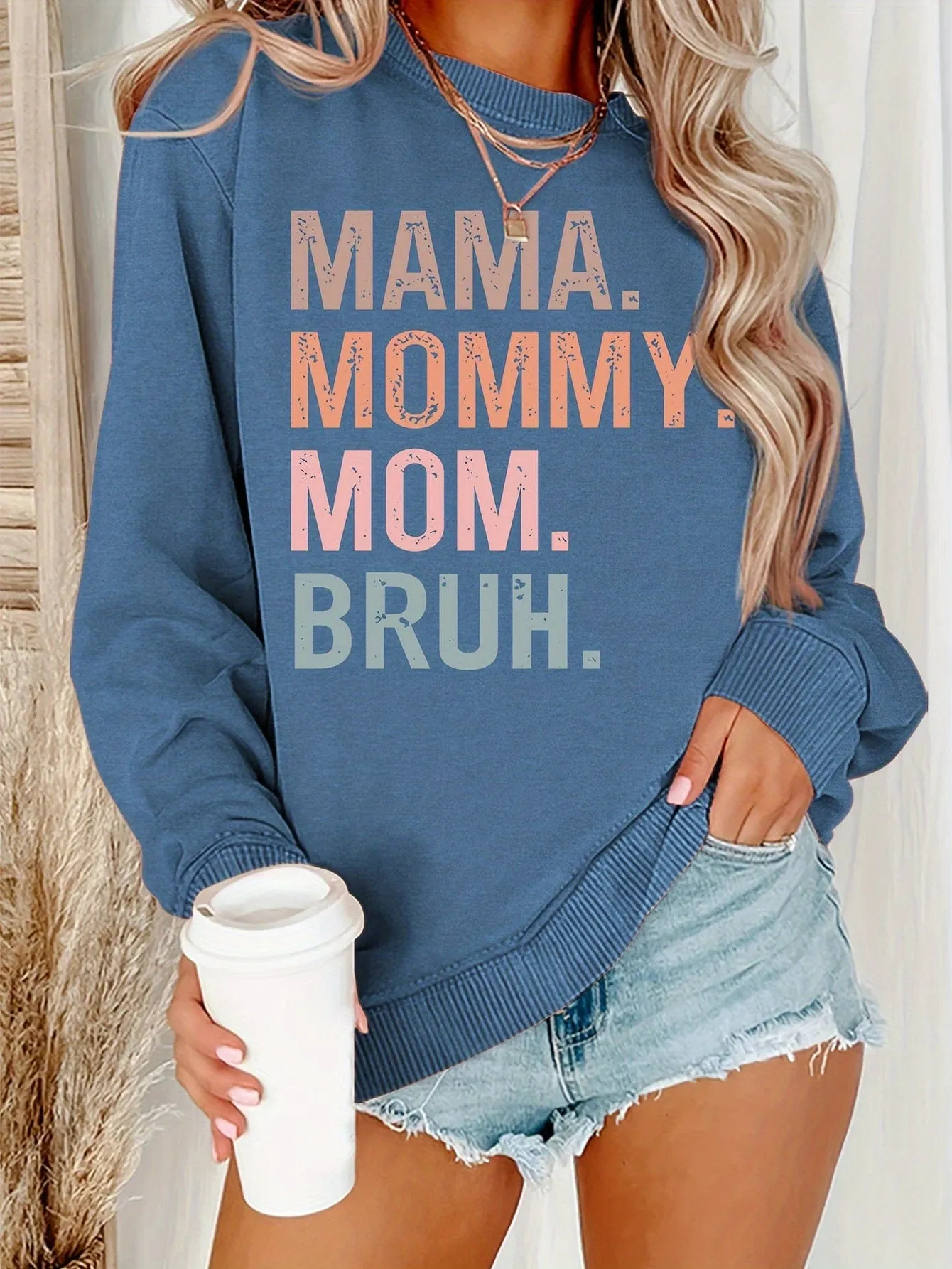 Alphabet Print Casual Crew Neck Long Sleeve Tee