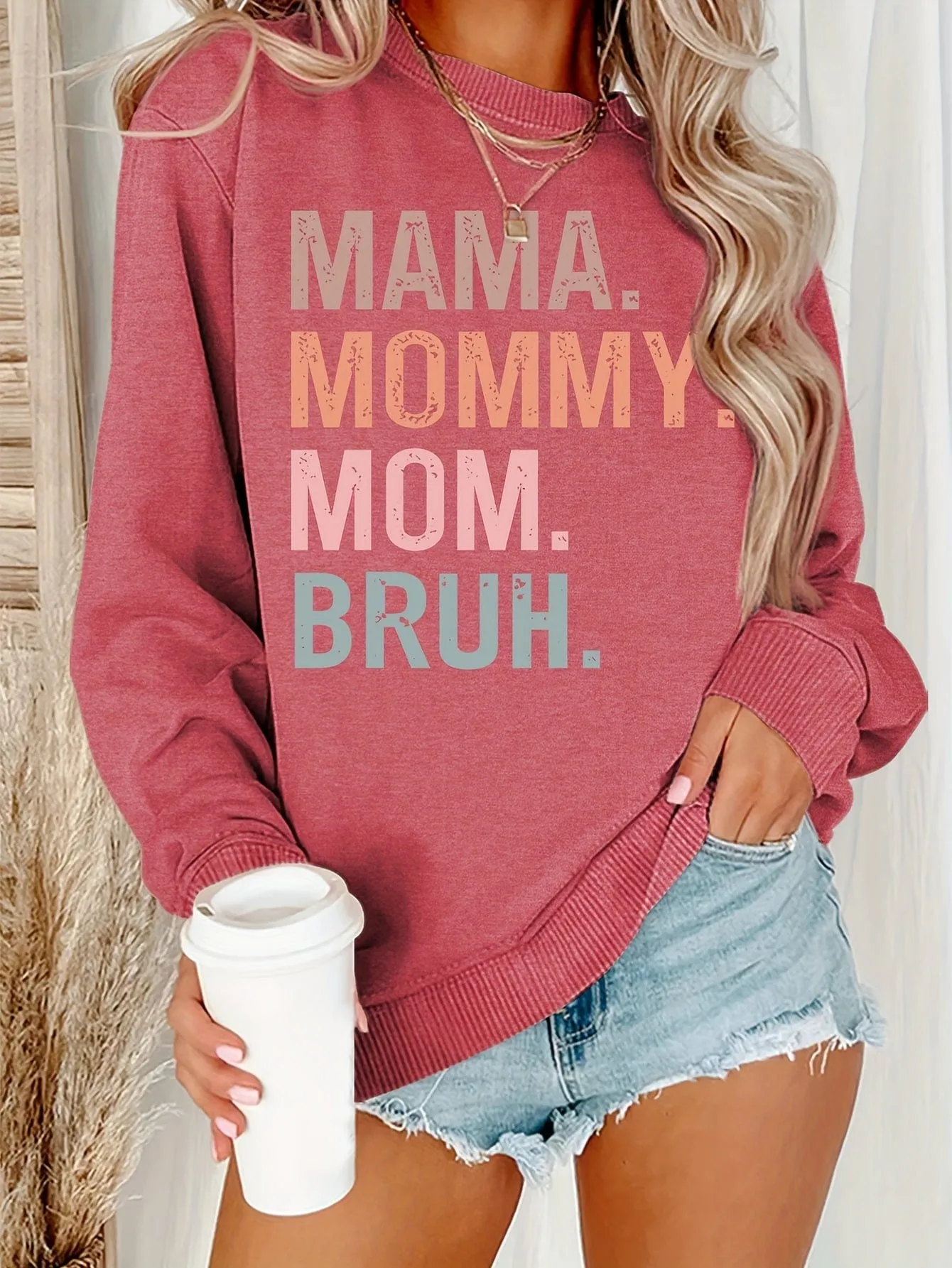 Alphabet Print Casual Crew Neck Long Sleeve Tee
