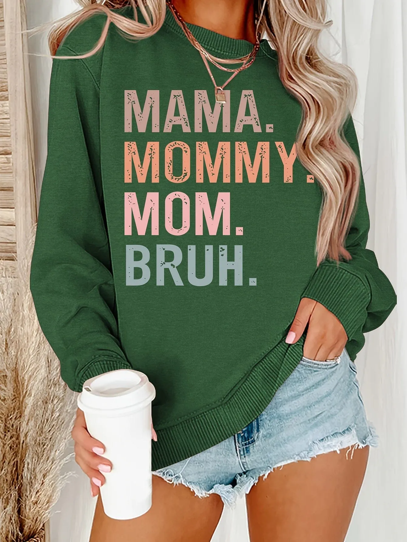 Alphabet Print Casual Crew Neck Long Sleeve Tee