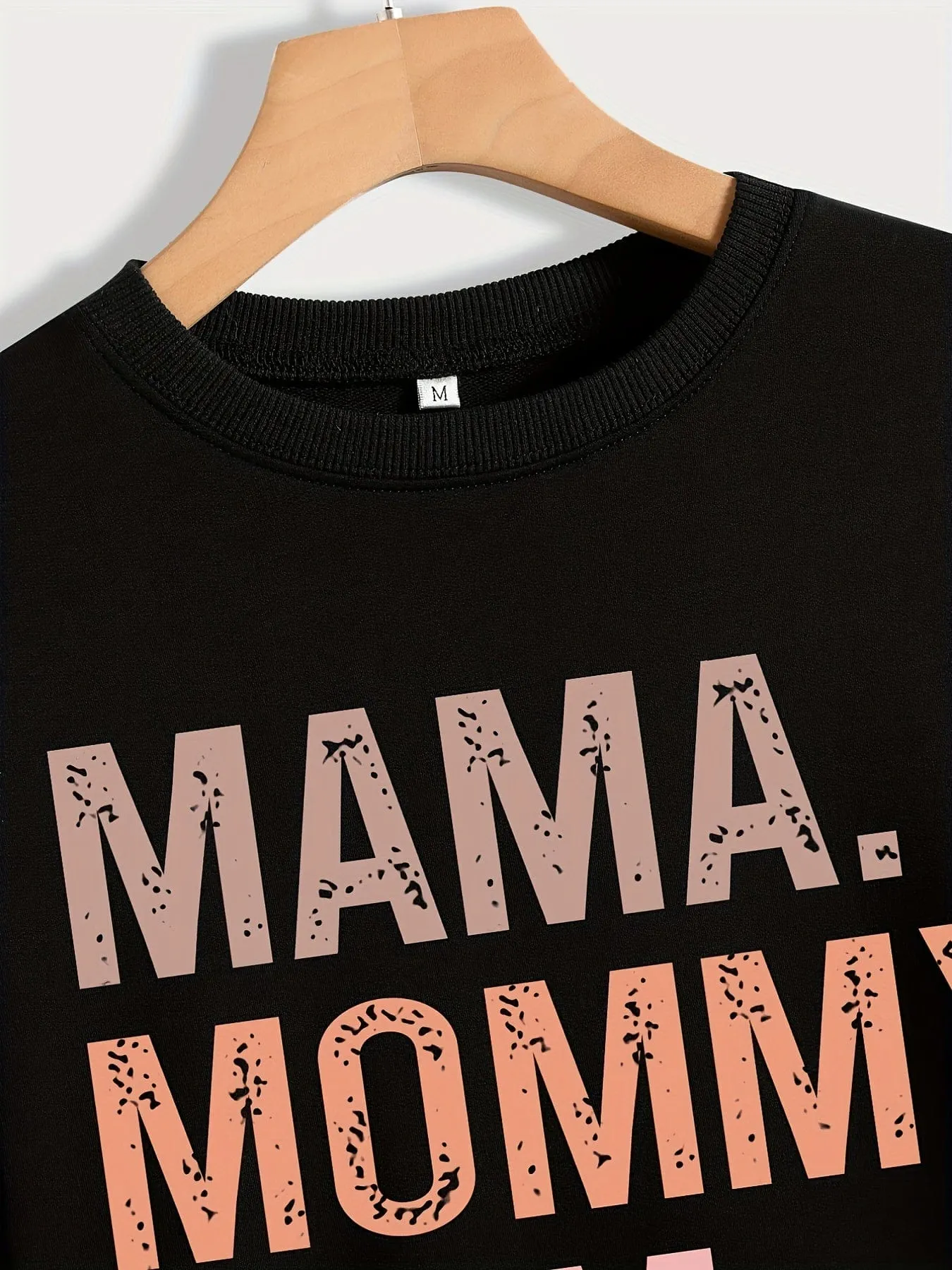 Alphabet Print Casual Crew Neck Long Sleeve Tee