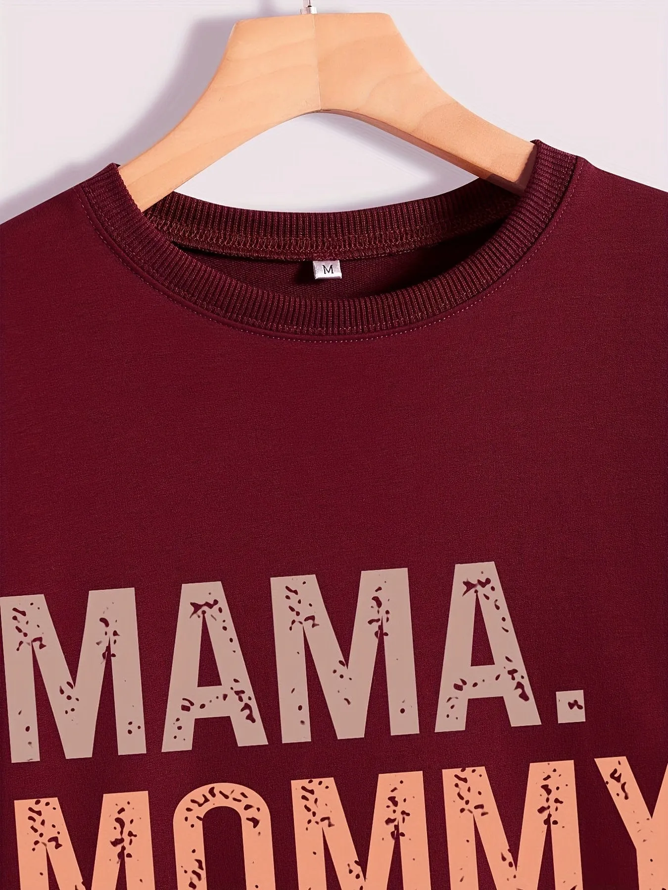Alphabet Print Casual Crew Neck Long Sleeve Tee