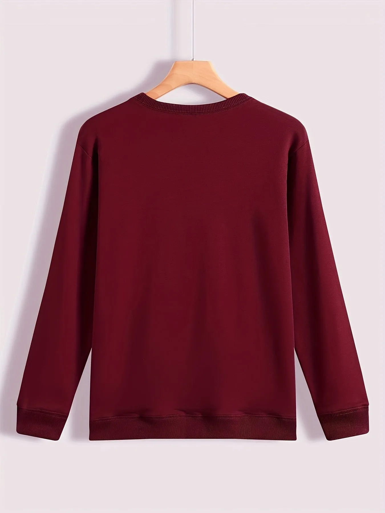 Alphabet Print Casual Crew Neck Long Sleeve Tee