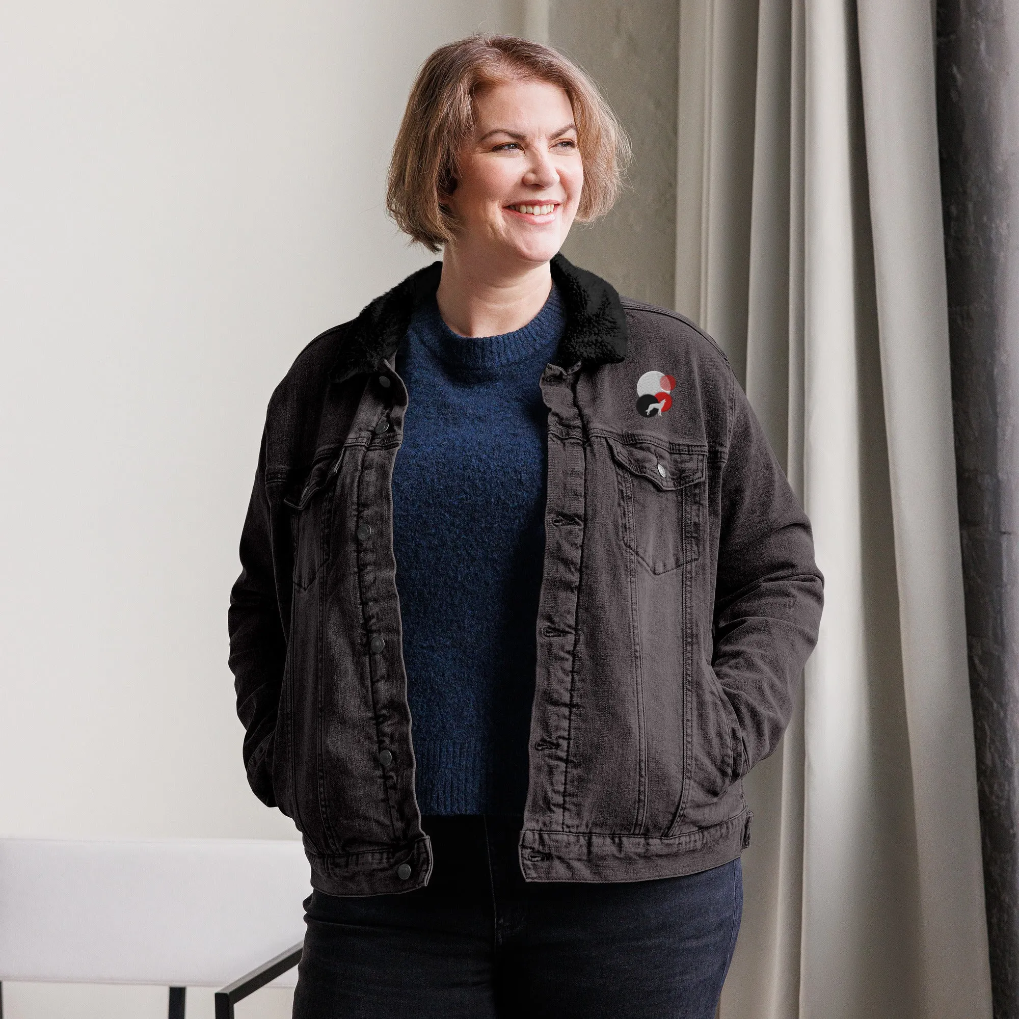 ALWAYS LOOK UP Unisex Denim Sherpa Jacket