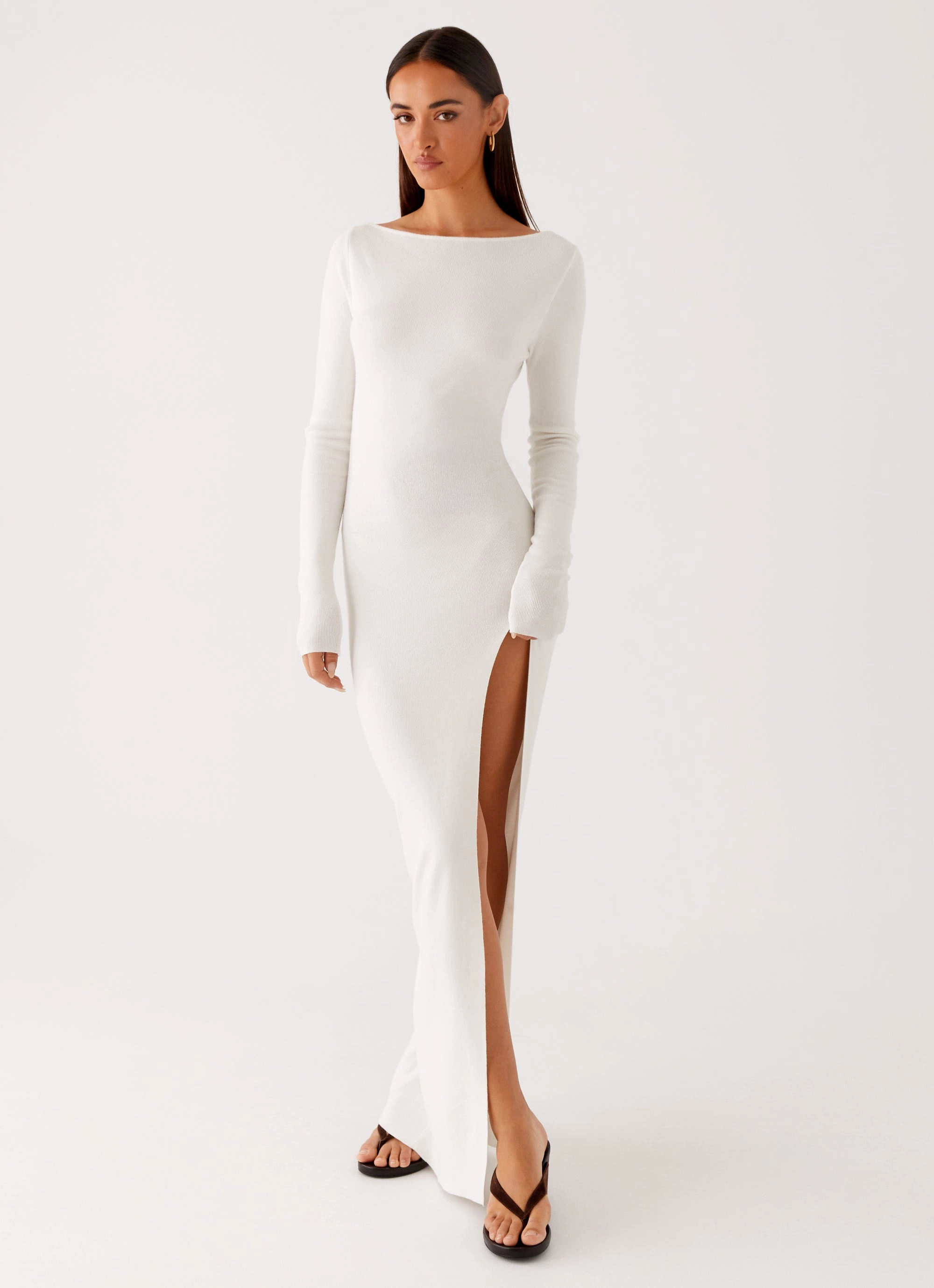 Amalfi Knit Maxi Dress - White Sleek Design Timeless Trend