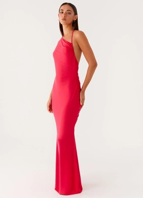 Church Proper Simple Texture Amari Maxi Dress - Raspberry