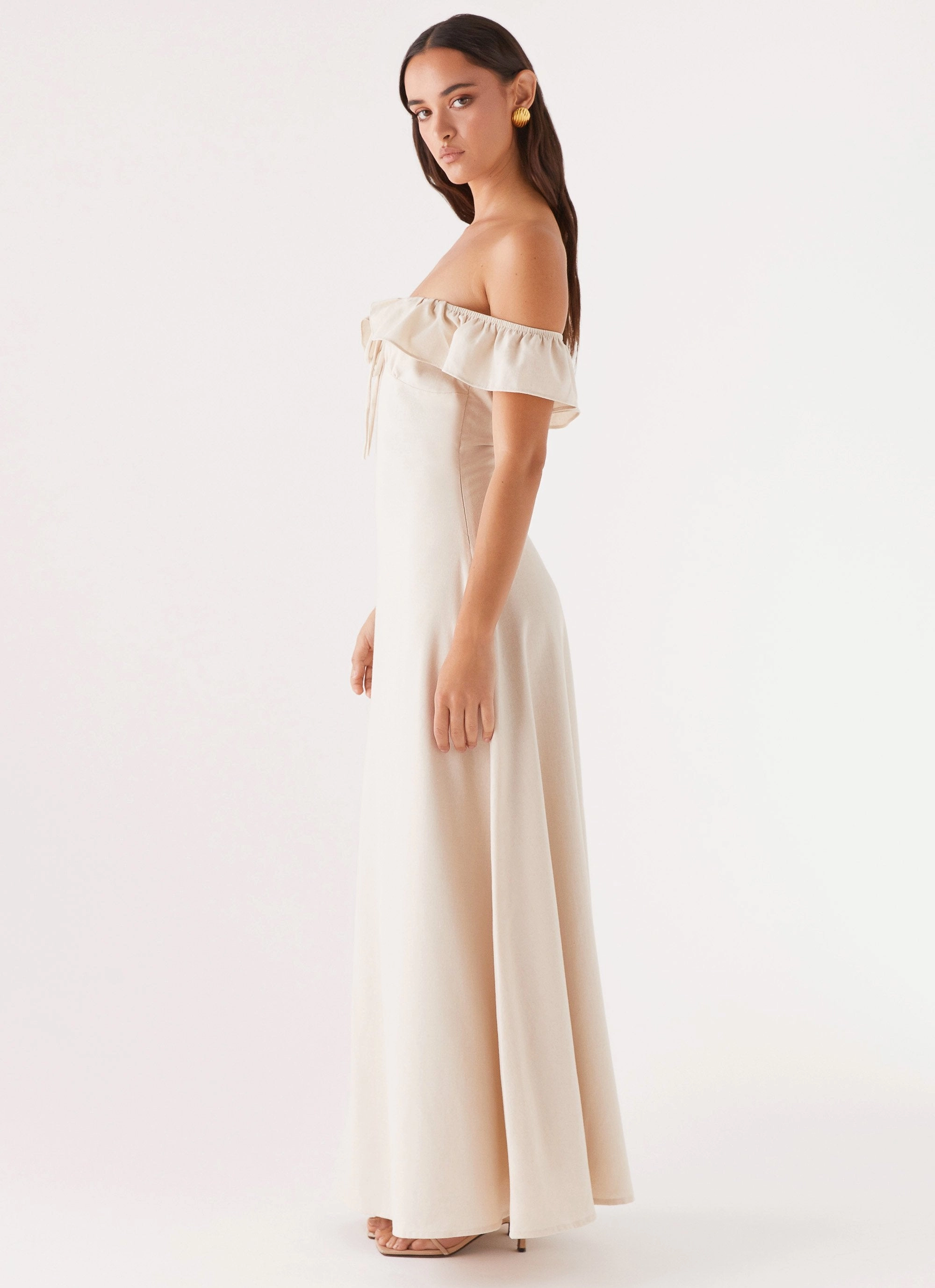 Side-Zip Amarosa Linen Maxi Dress - Natural