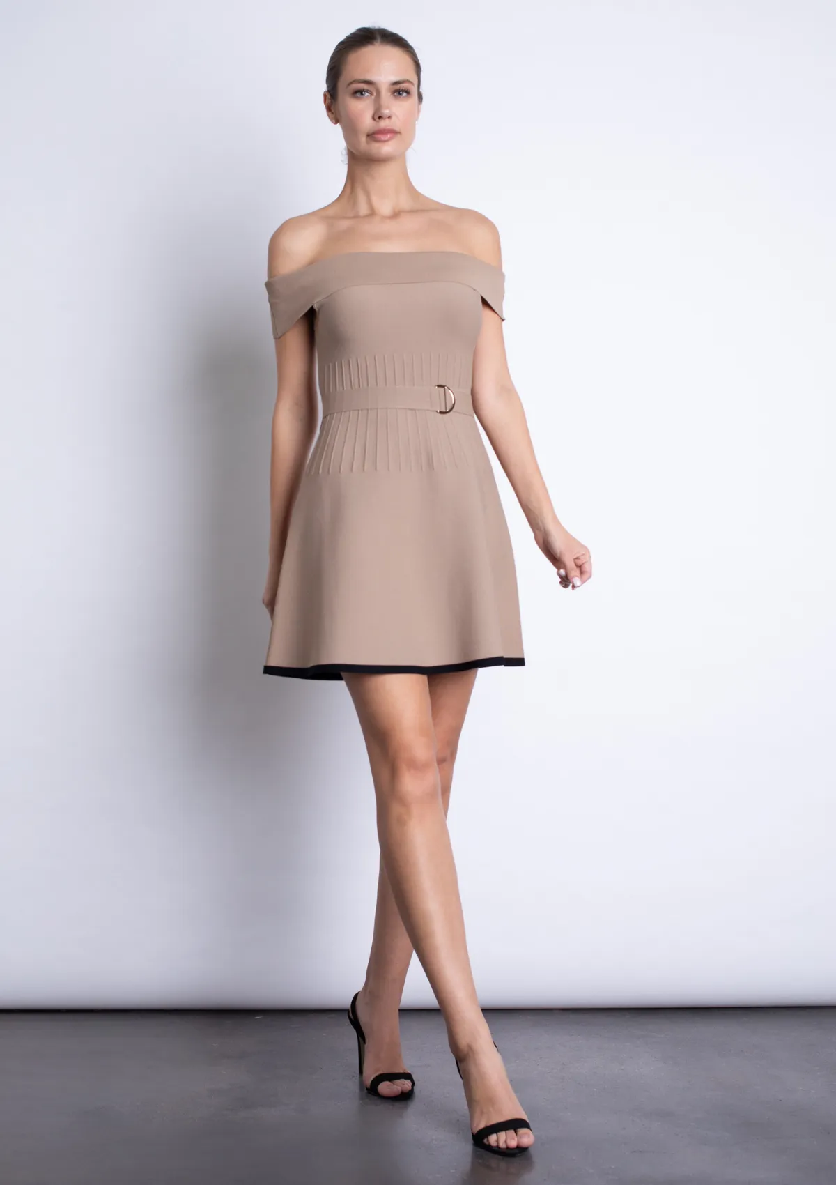 Dreamy Layers Glossy Detail Amaya Knit Mini Dress - Shiitake