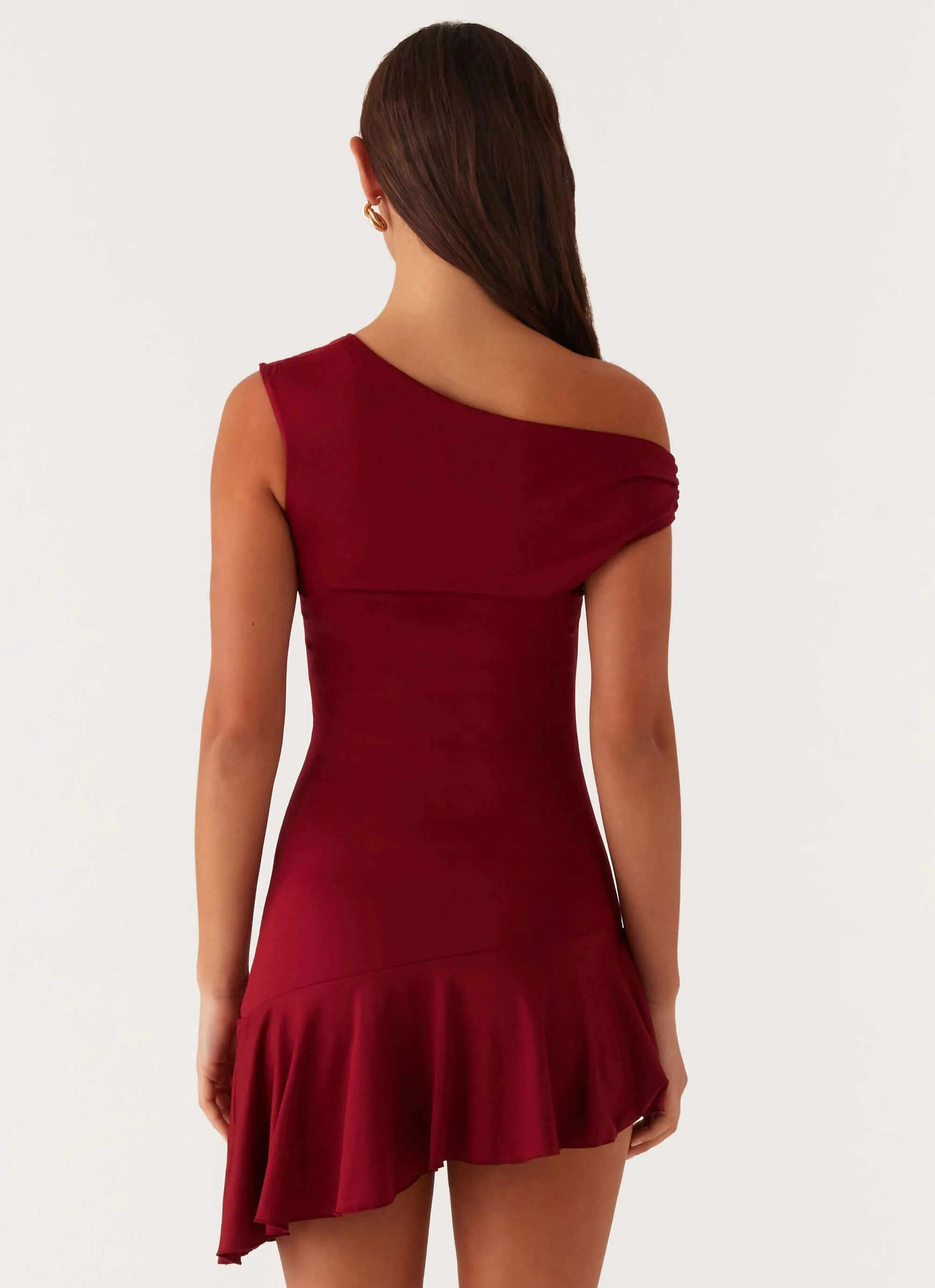 Soft Tones Blush Shade Amaya Twist Mini Dress - Maroon