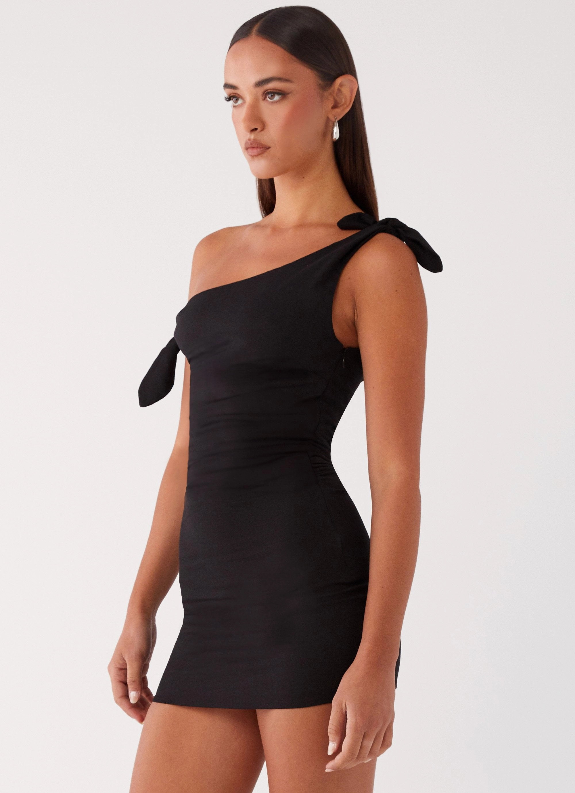 Amazonia Linen Mini Dress - Black Sophisticated Elegance