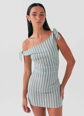 Amazonia Linen Mini Dress - Coastal Stripe Easy Going