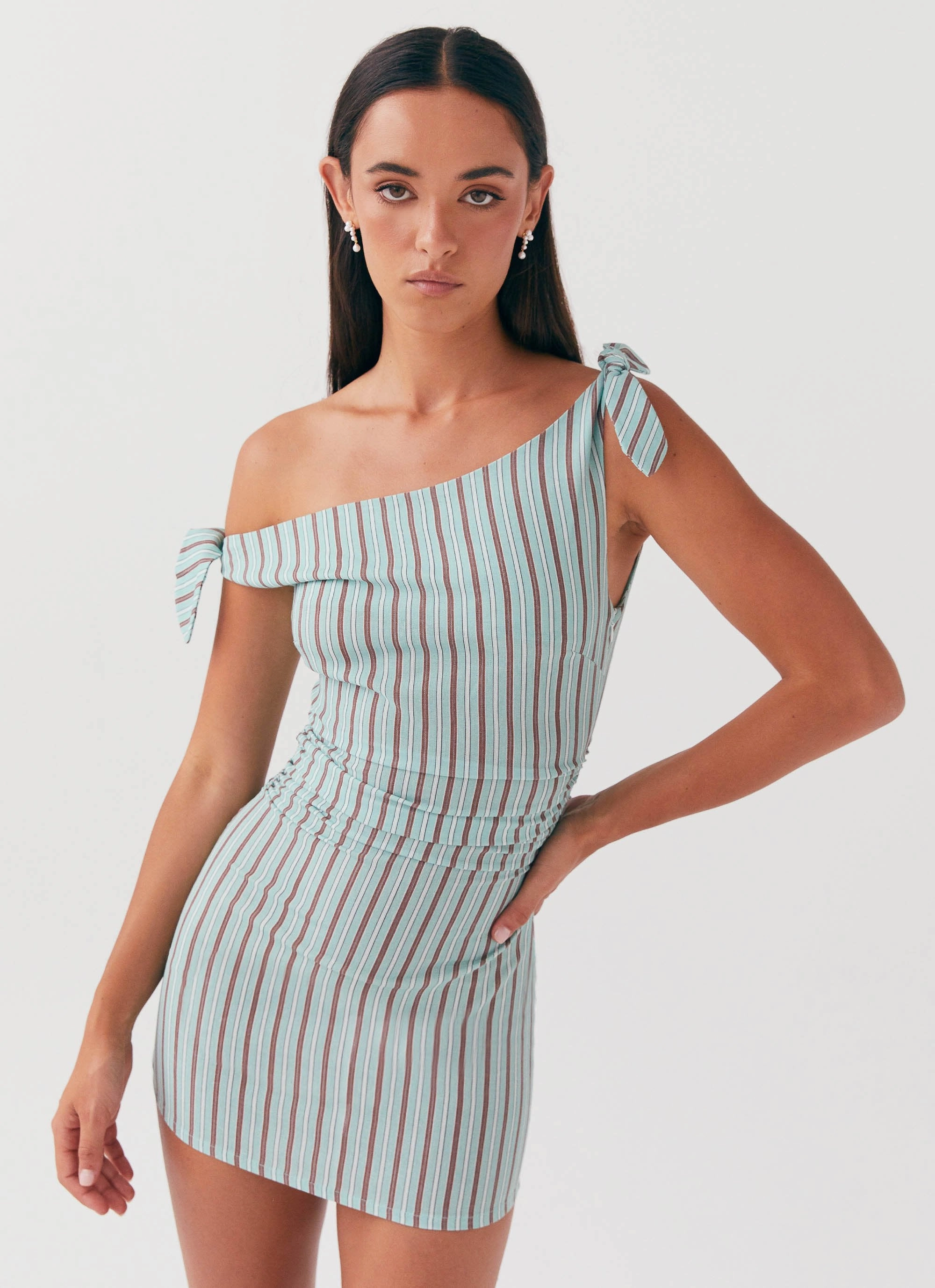 Amazonia Linen Mini Dress - Coastal Stripe petite size