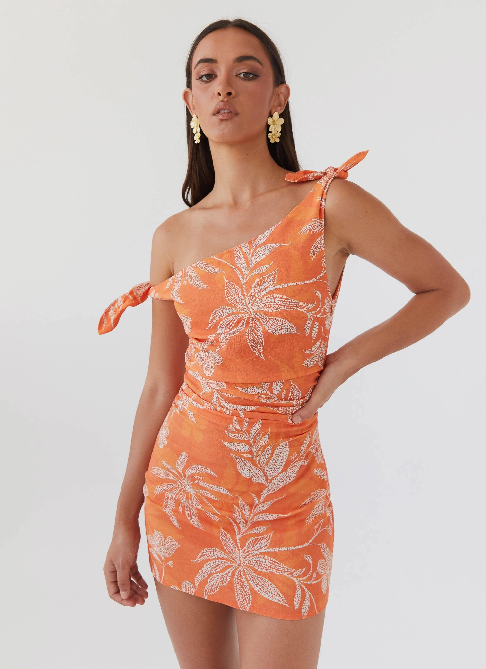 Amazonia Linen Mini Dress - Tropic Sunset AntiStaticMaterial