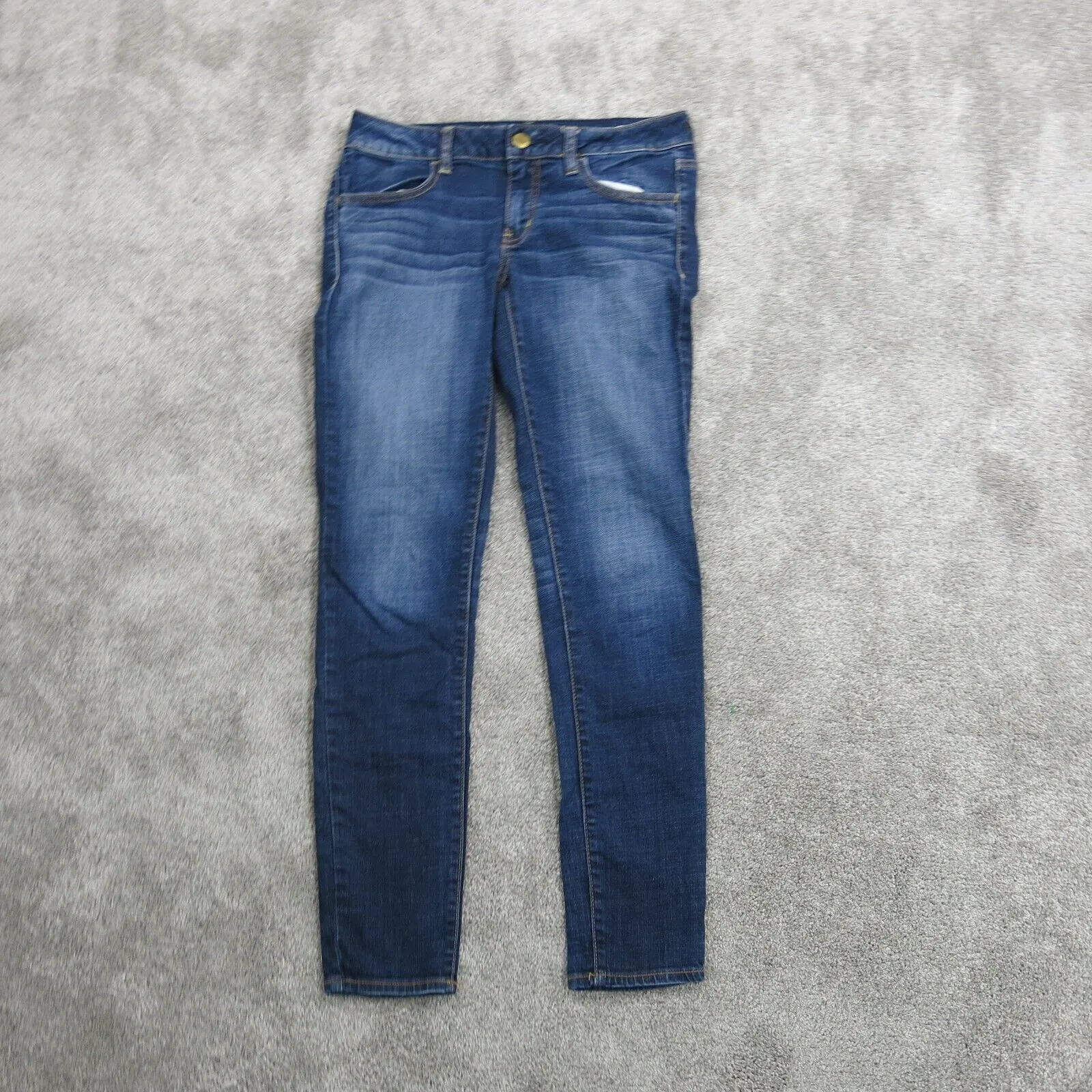 American Eagle Women Jegging Jeans Low Rise Flat Front Pockets Blue Size 6