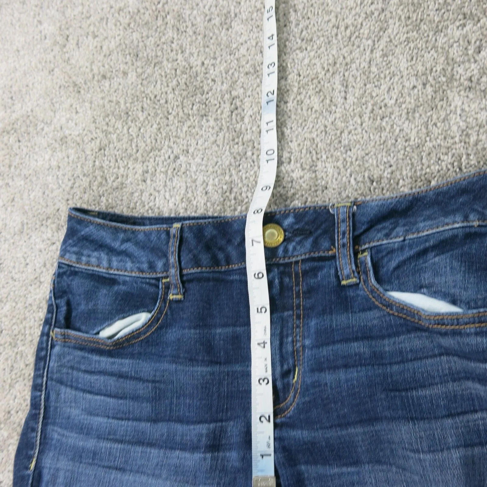 American Eagle Women Jegging Jeans Low Rise Flat Front Pockets Blue Size 6