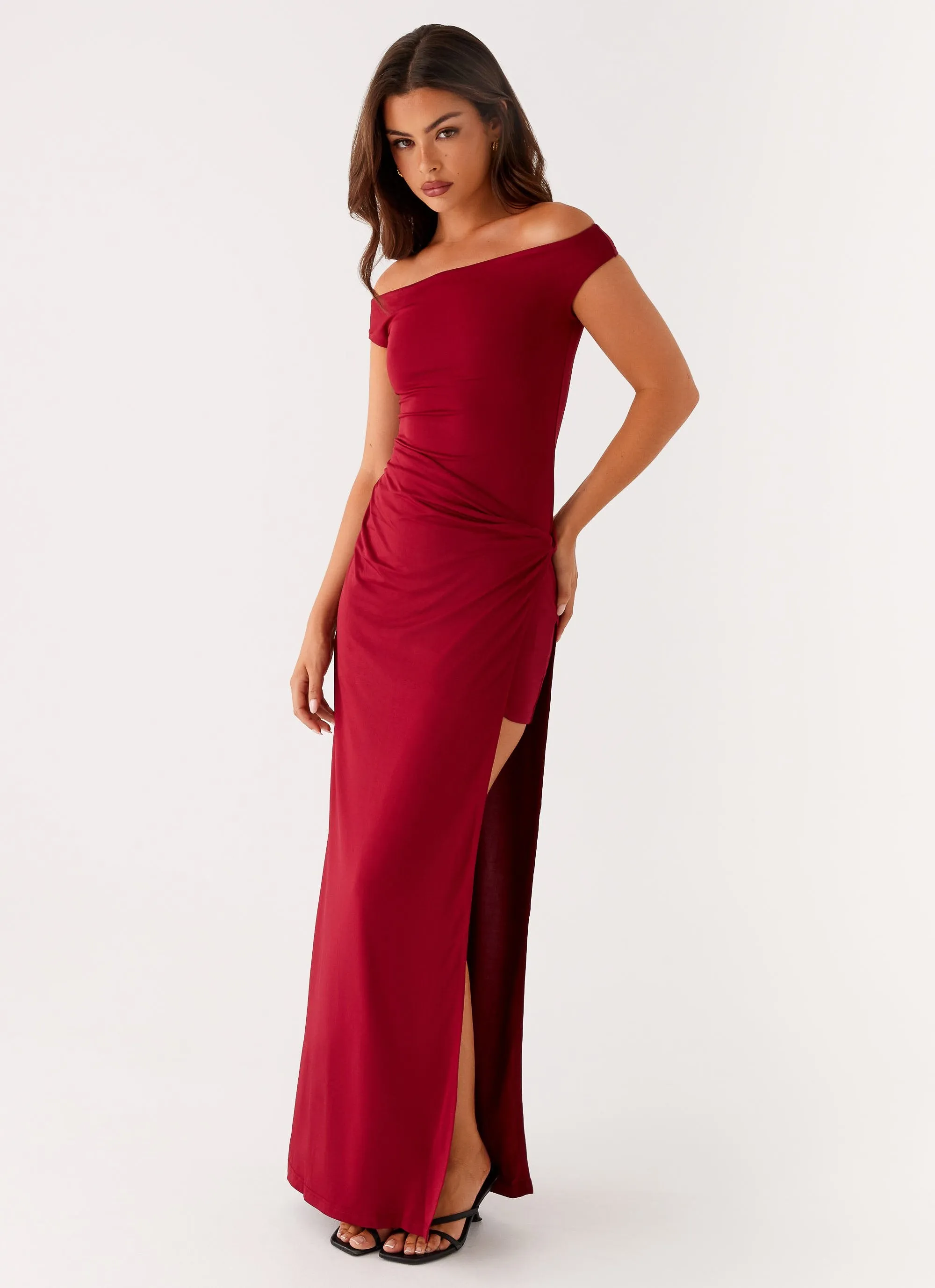 Amerie Maxi Dress - Maroon Vintage-Inspired Elegant Look