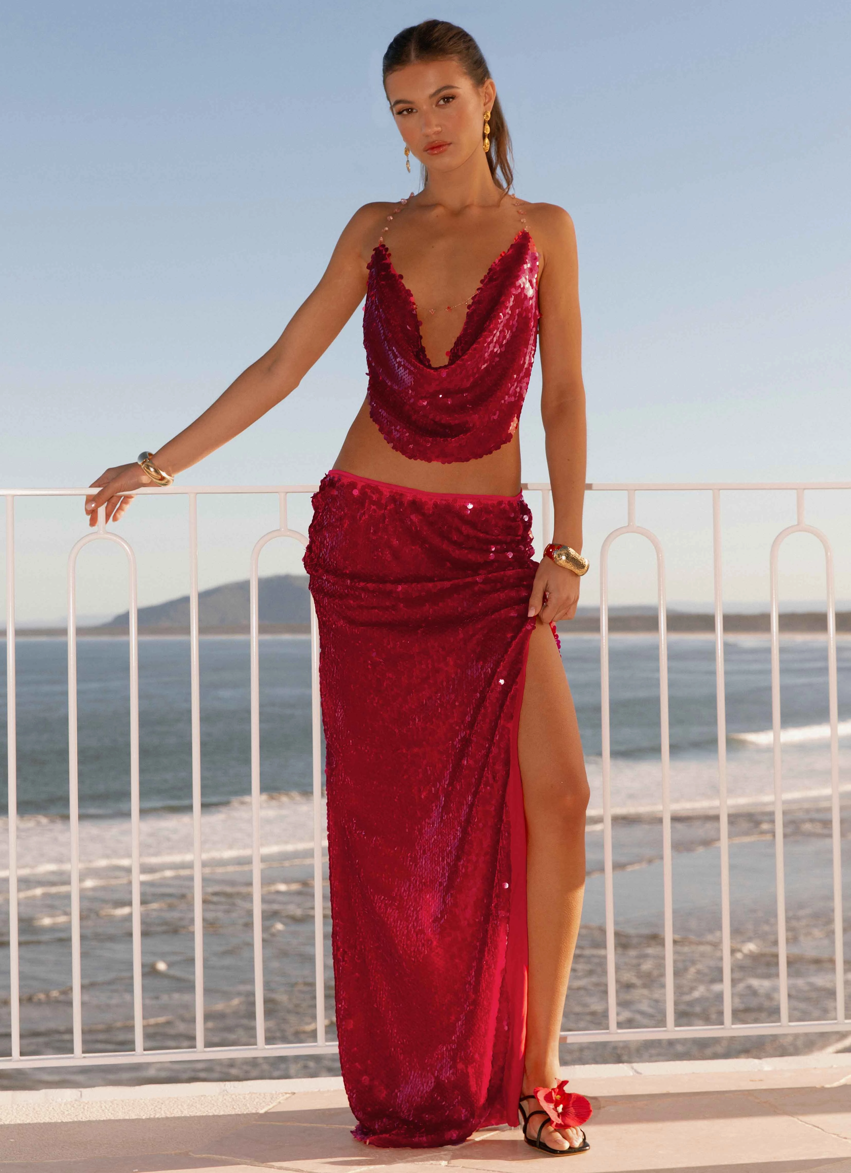Multi-way wear Classic Fit Amosa Maxi Skirt - Fuchsia