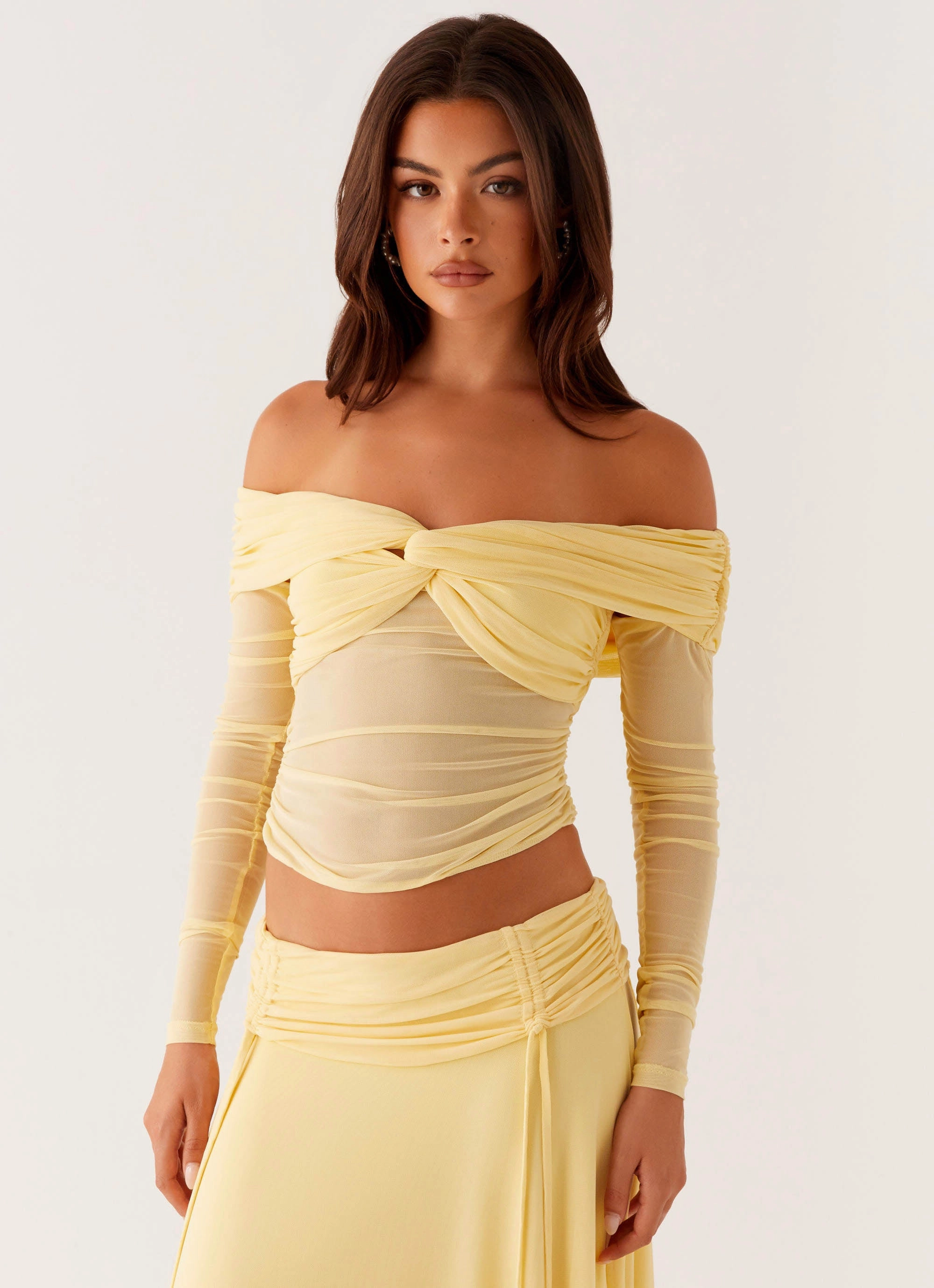 Amryn Long Sleeve Top - Yellow AntiPillingFinish