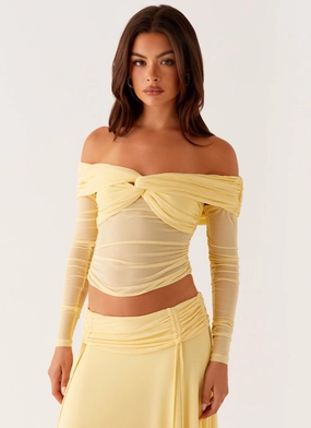 Amryn Long Sleeve Top - Yellow AntiPillingFinish