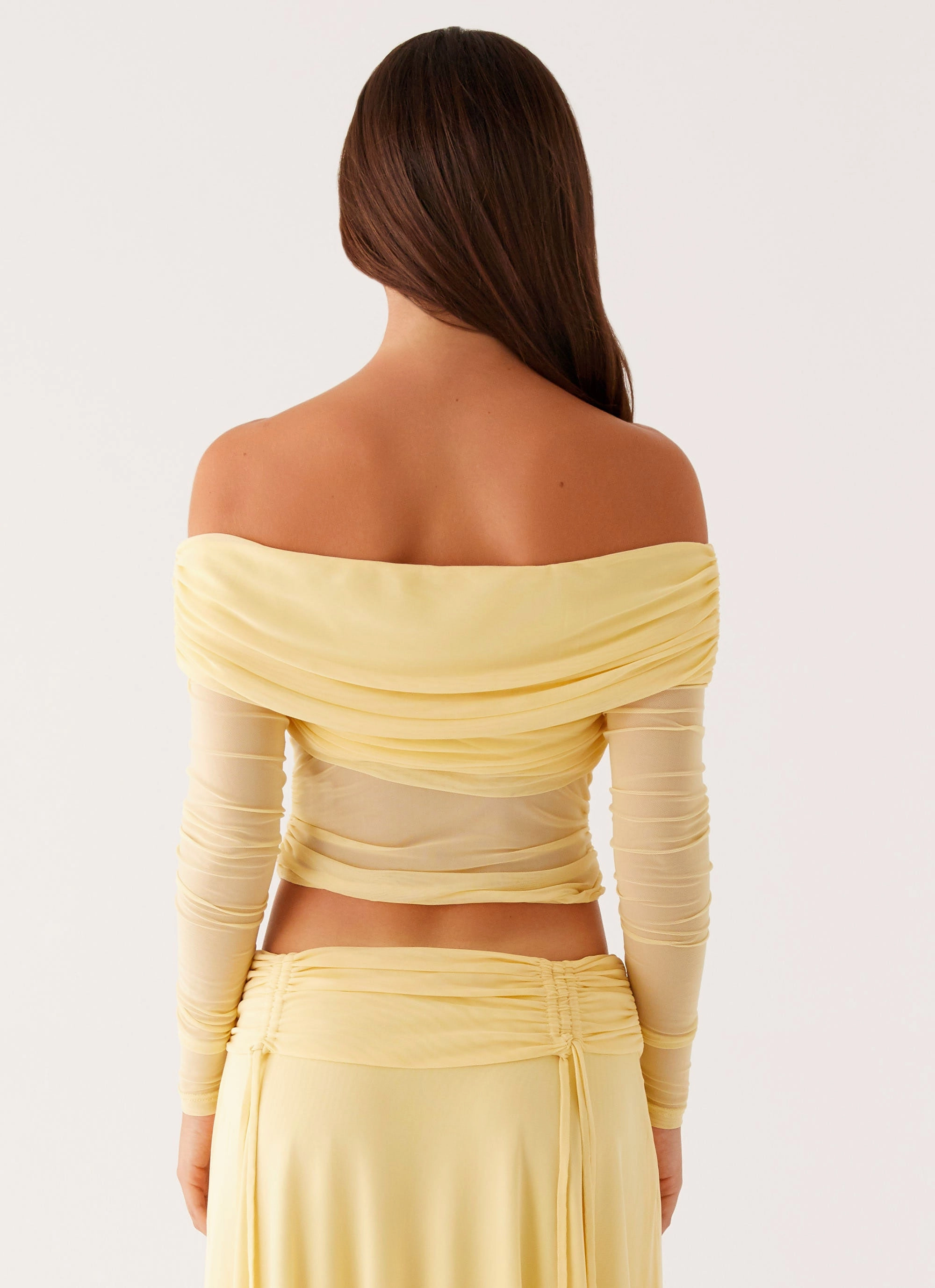 Double Needle Stitching NonFade Dye Amryn Long Sleeve Top - Yellow