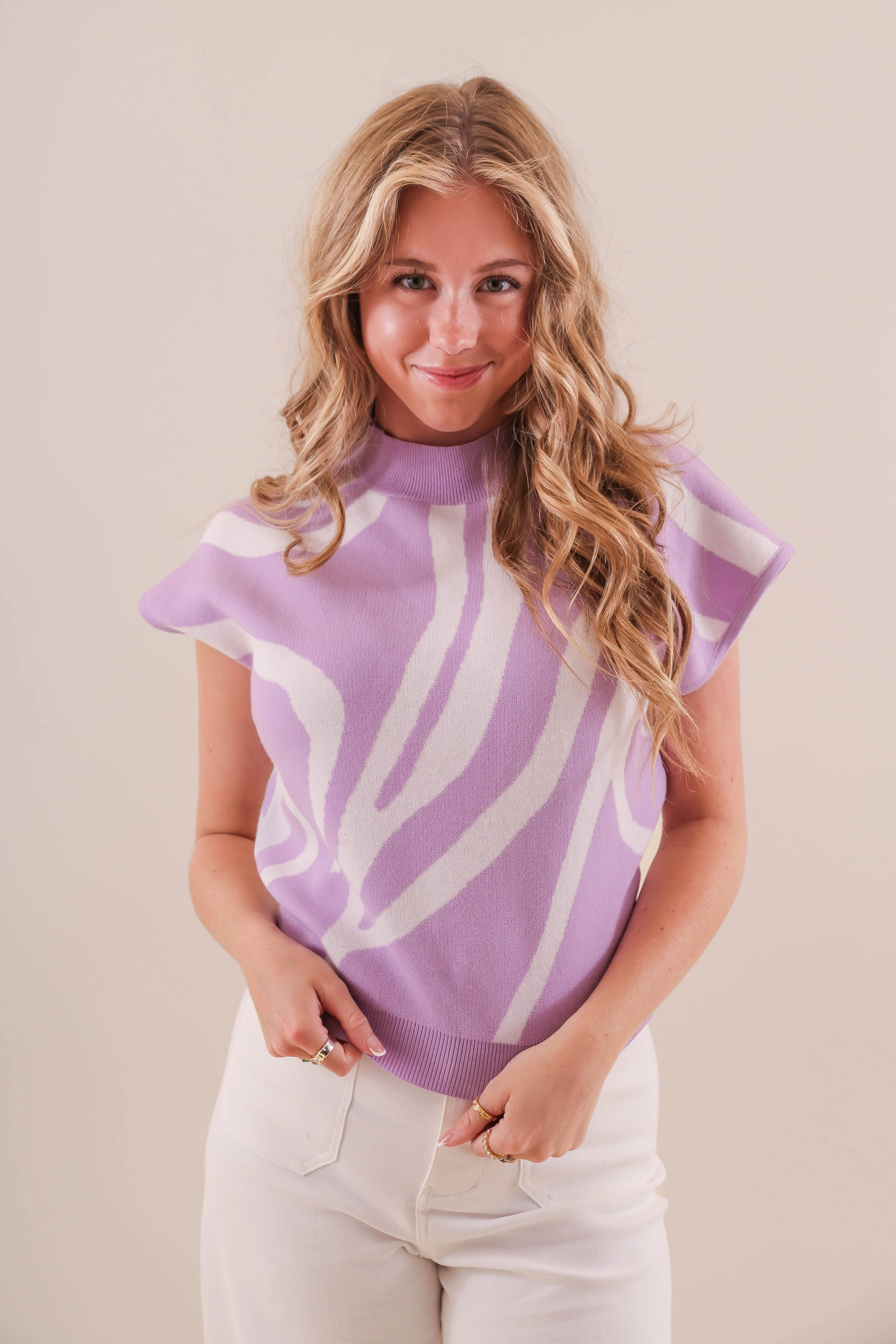 An Abstract Thought Sweater-Lilac Breathable Knit Fabric