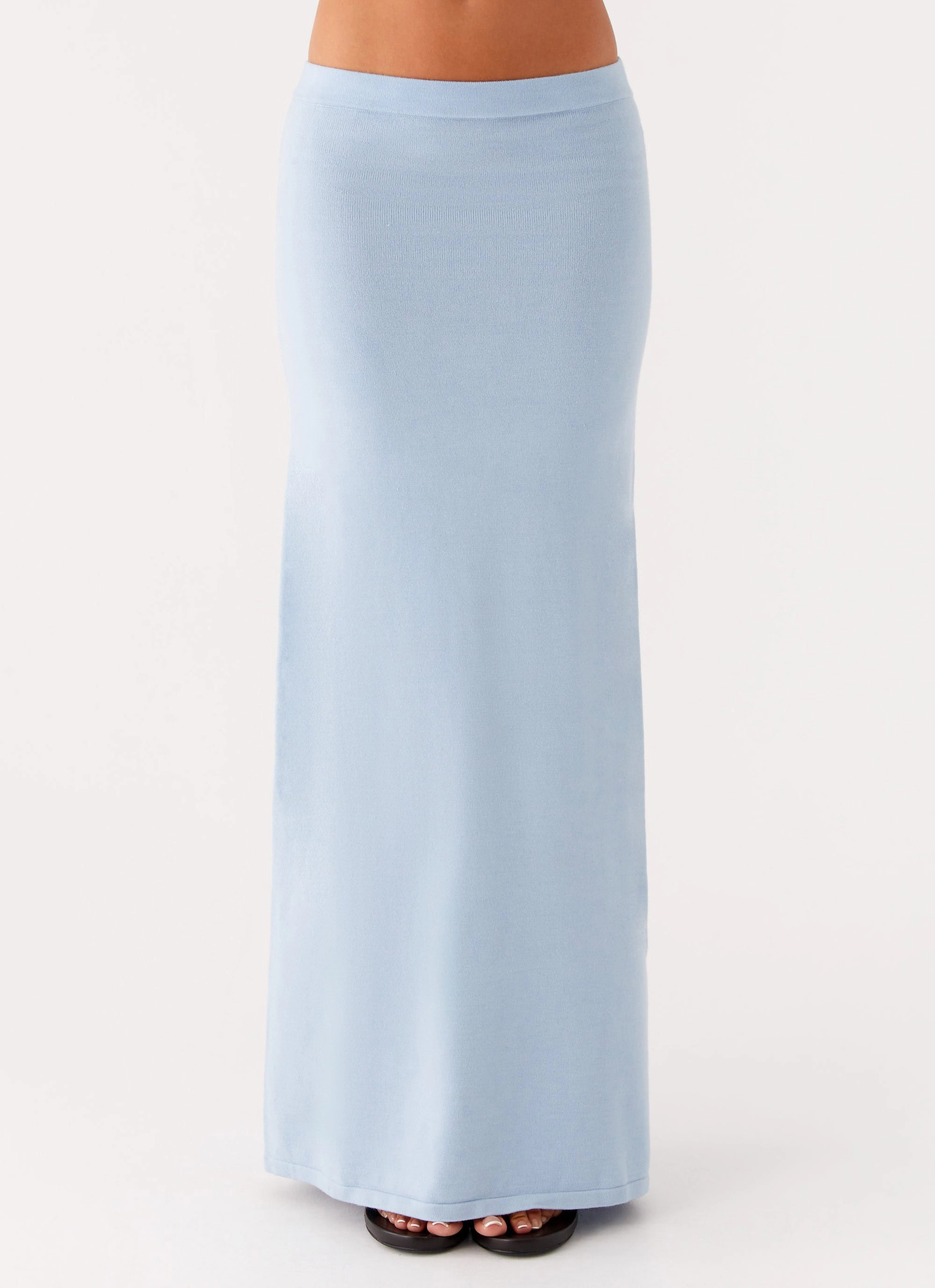 Anastasia Knit Maxi Skirt - Blue Soft Texture