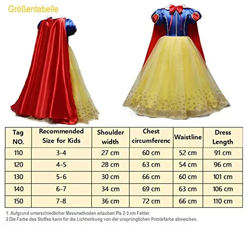 Anbelarui Little Girls Princess Dress Cosplay Costume Birthday Party Dress Up (Red, 7-8 Years)