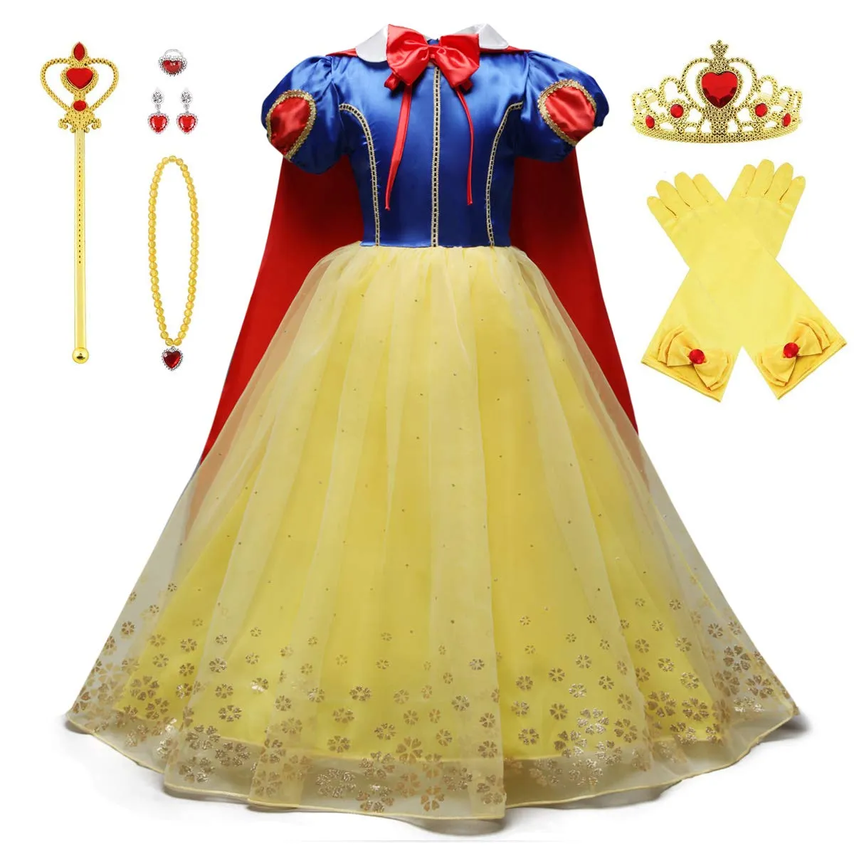 Anbelarui Little Girls Princess Dress Cosplay Costume Birthday Party Dress Up (Red, 7-8 Years)
